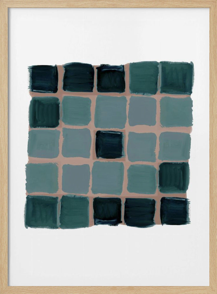 Petrol kariertes Quadrat Poster