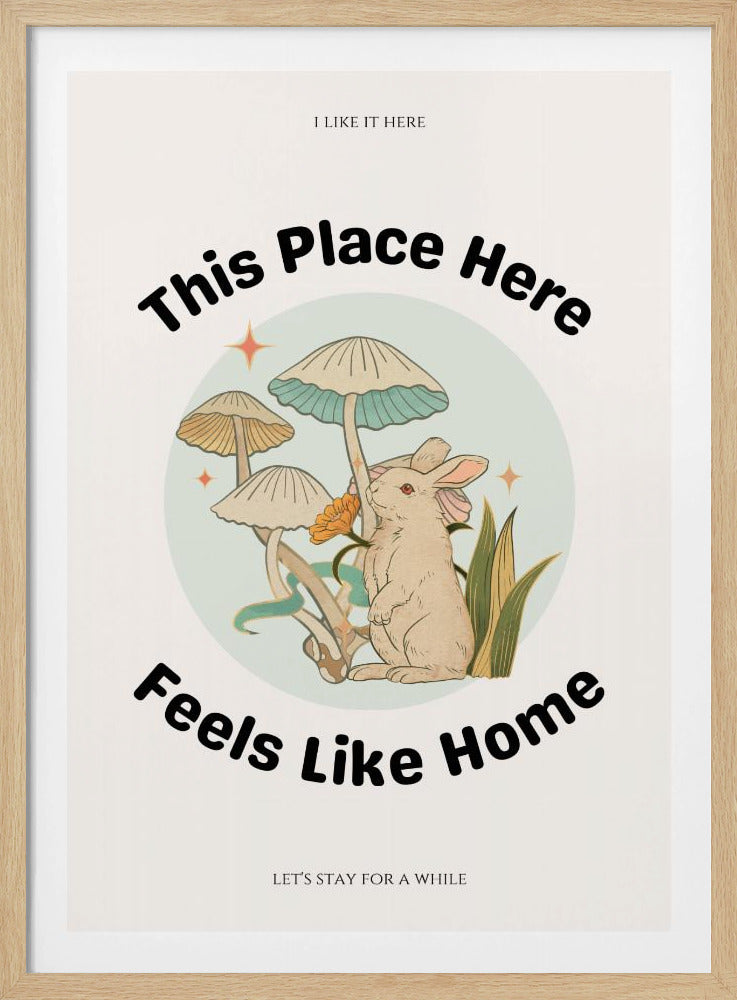 Kaninchen unter Pilzen mit dem Satz | Poster