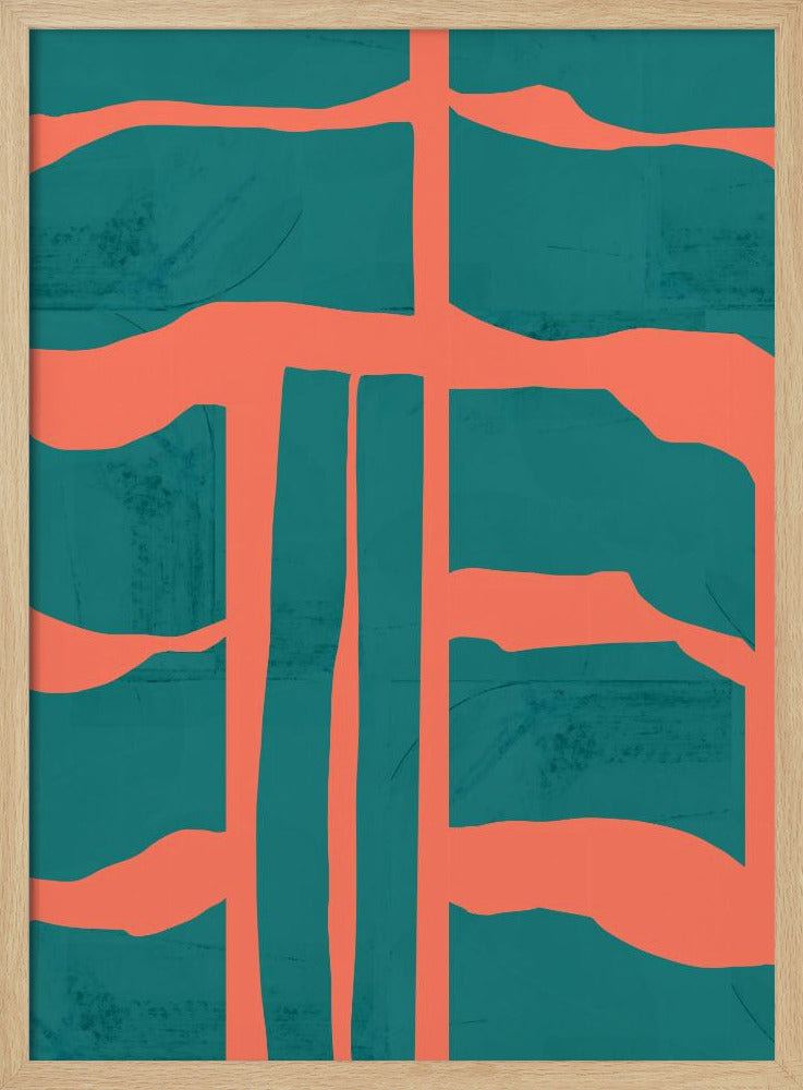 Türkis &amp; Korallen Abstraktion 1 | Poster