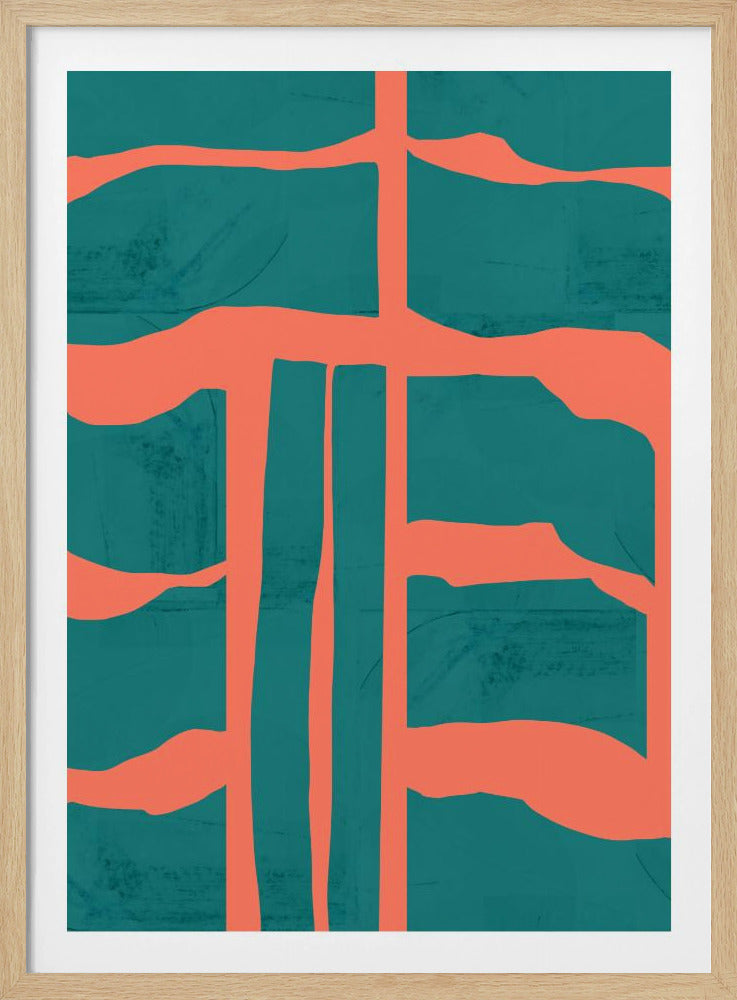 Türkis &amp; Korallen Abstraktion 1 | Poster
