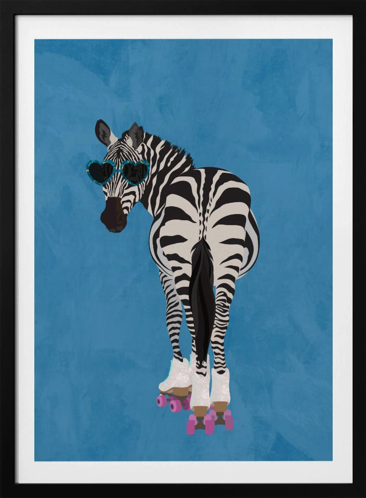 Rollschuh-Zebra blau | Poster