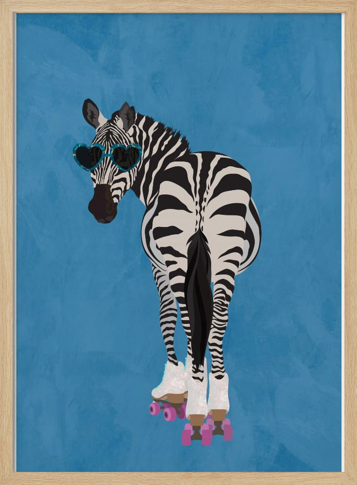 Rollschuh-Zebra blau | Poster