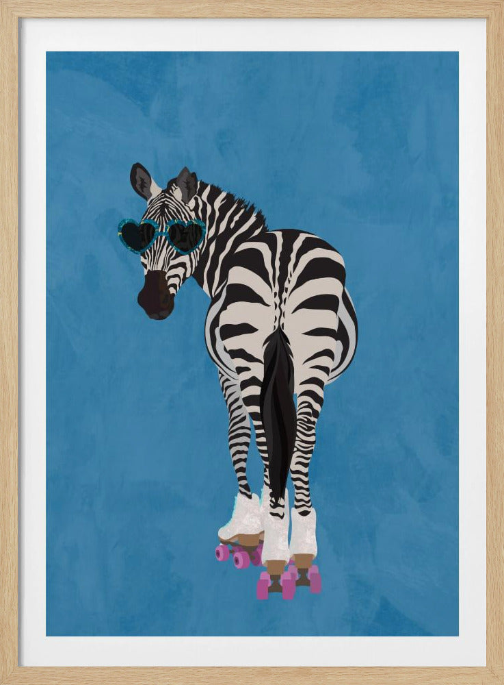 Rollschuh-Zebra blau | Poster