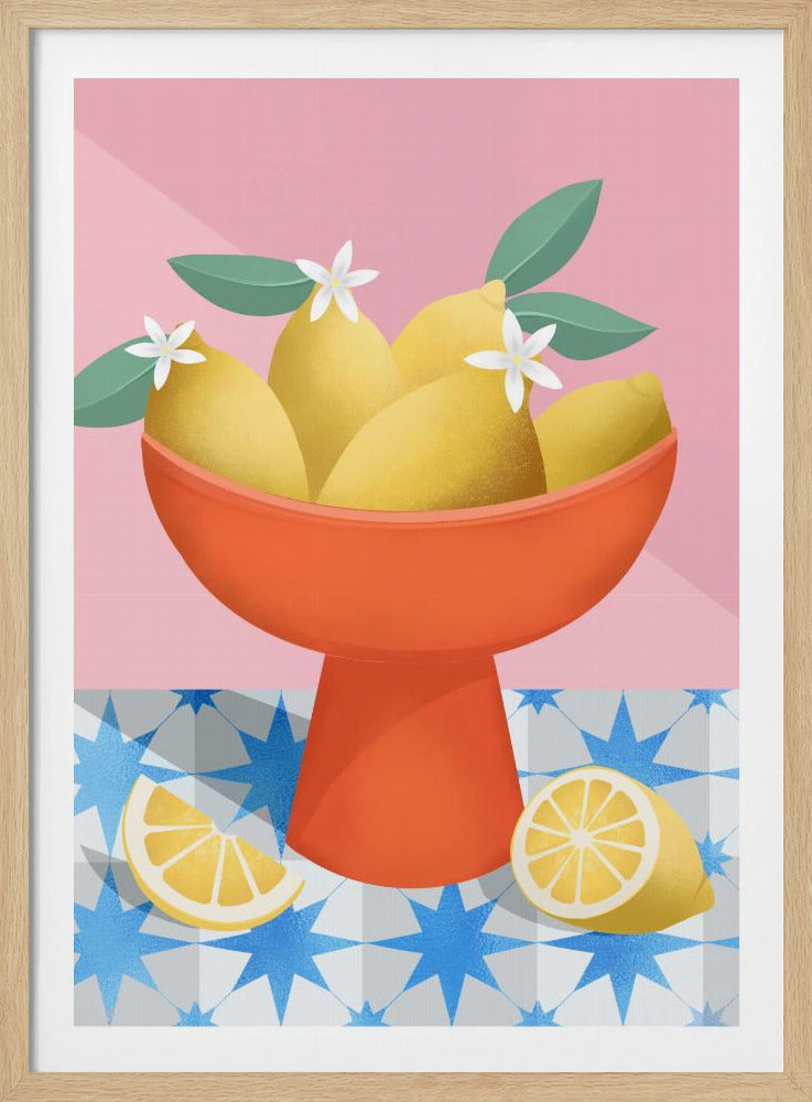 Zitronen in einer roten Schale | Poster
