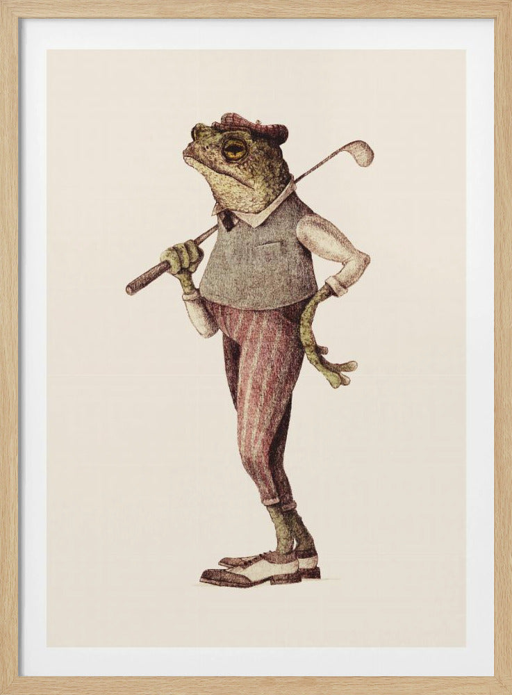 Frosch in Vintage-Golfkleidung | Poster