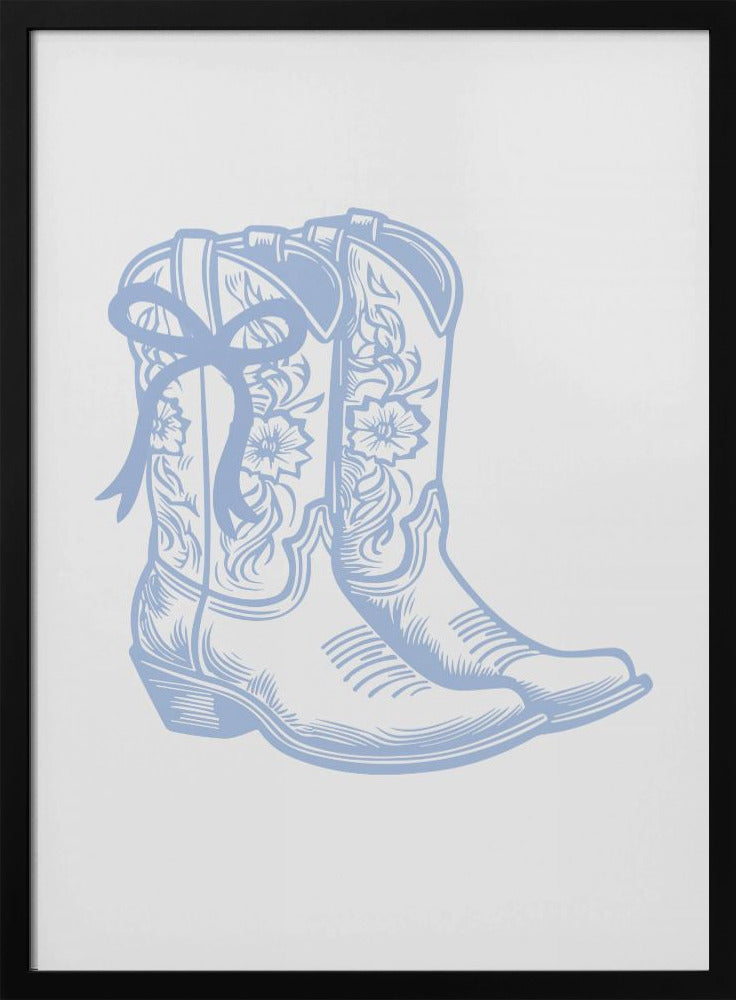 Light Blue Cowgirl Boots with Bow | Poster