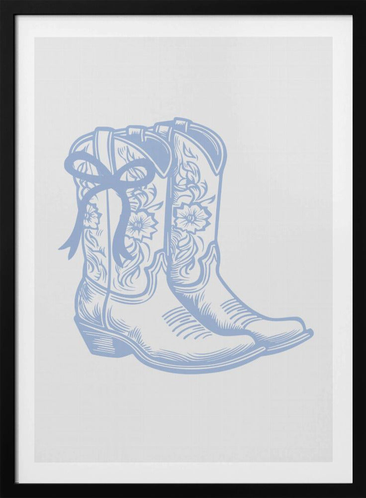 Light Blue Cowgirl Boots with Bow | Poster