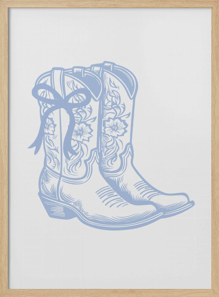 Light Blue Cowgirl Boots with Bow | Poster