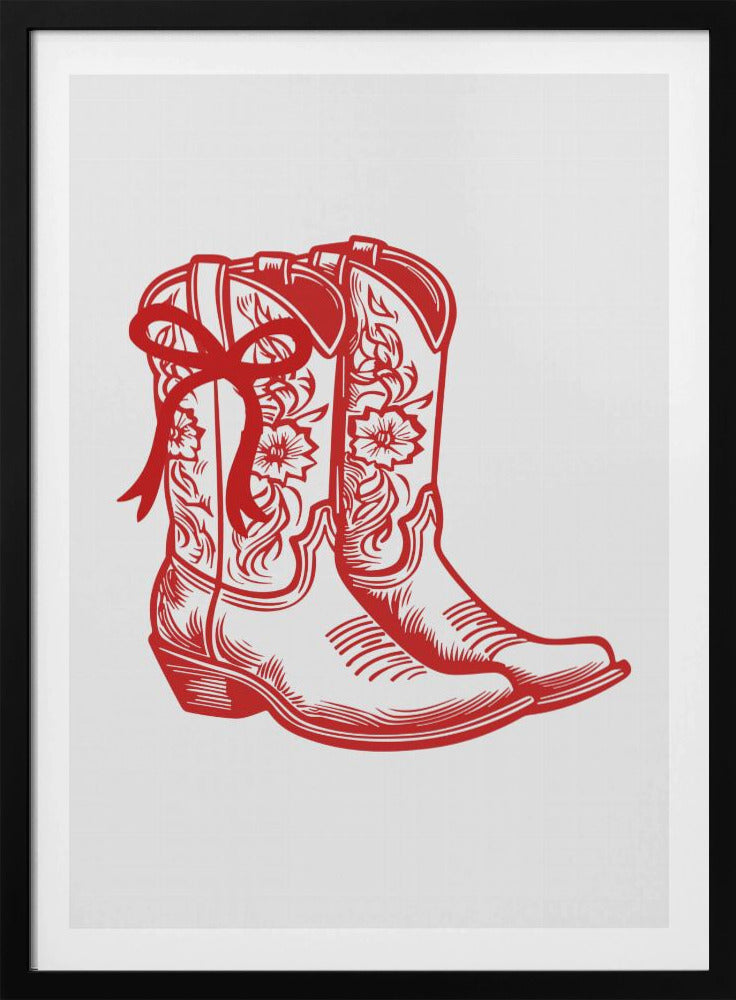 Rote Cowgirlstiefel mit Schleife | Poster