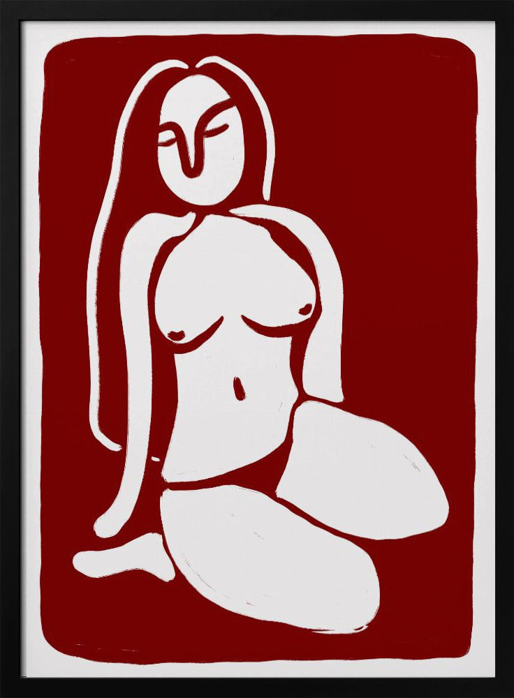 Stylized Nude Figure in a Seated Pose | Poster