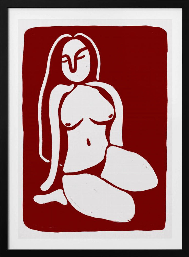 Stylized Nude Figure in a Seated Pose | Poster