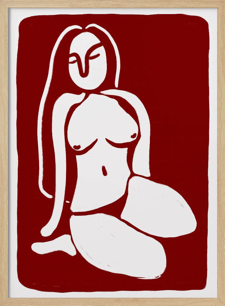 Stylized Nude Figure in a Seated Pose | Poster