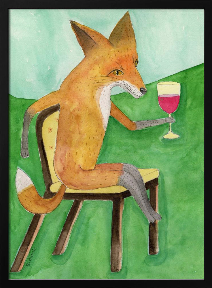 Herr Fuchs trinkt Rotwein | Poster