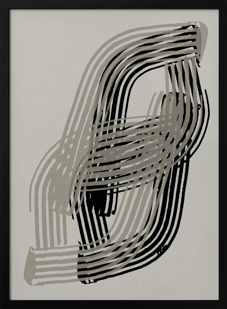 Abstrakte Kurven in Grau und Schwarz | Poster