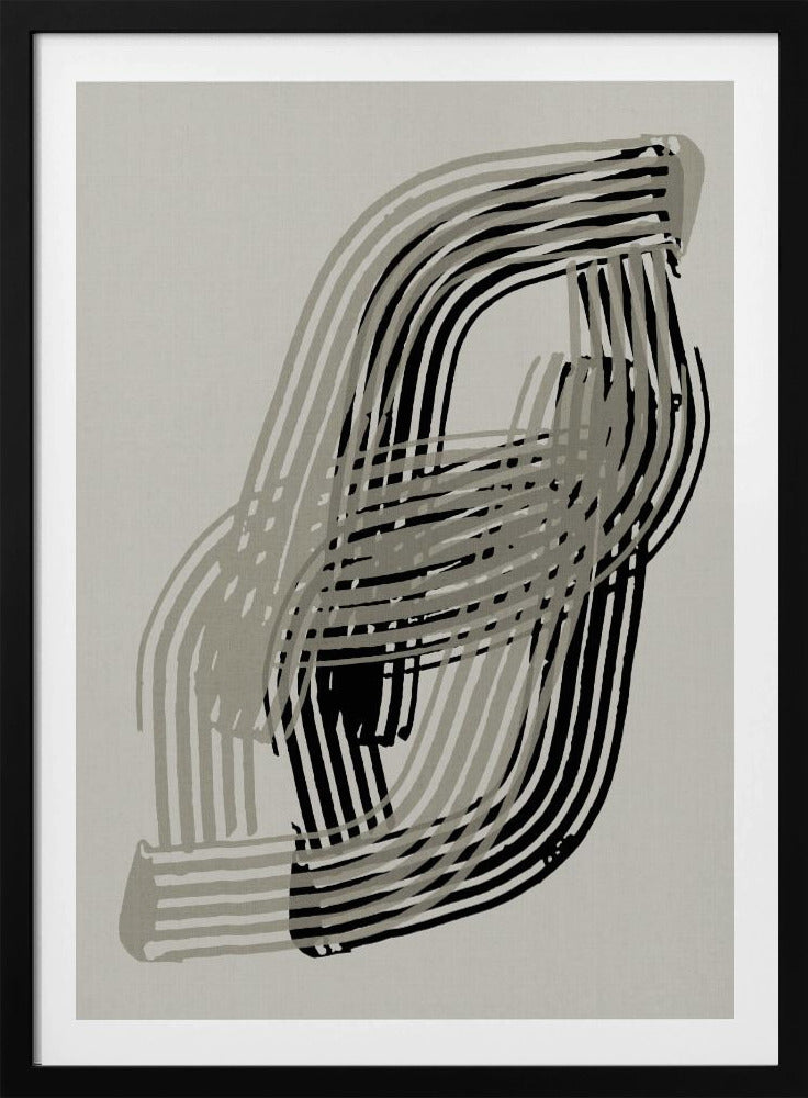 Abstrakte Kurven in Grau und Schwarz | Poster