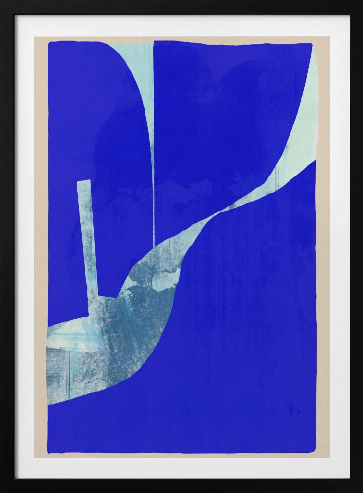 Blauer Hintergrund mit dynamischer weißer Kurve | Poster