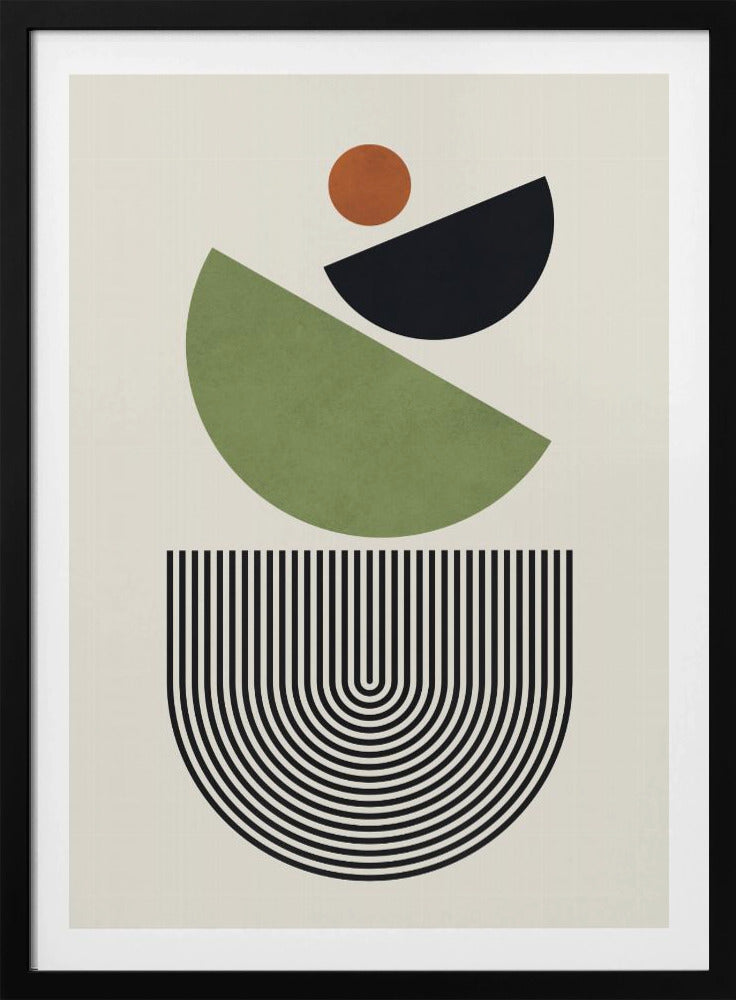 Geometrische Formen in Grün, Schwarz und Orange | Poster