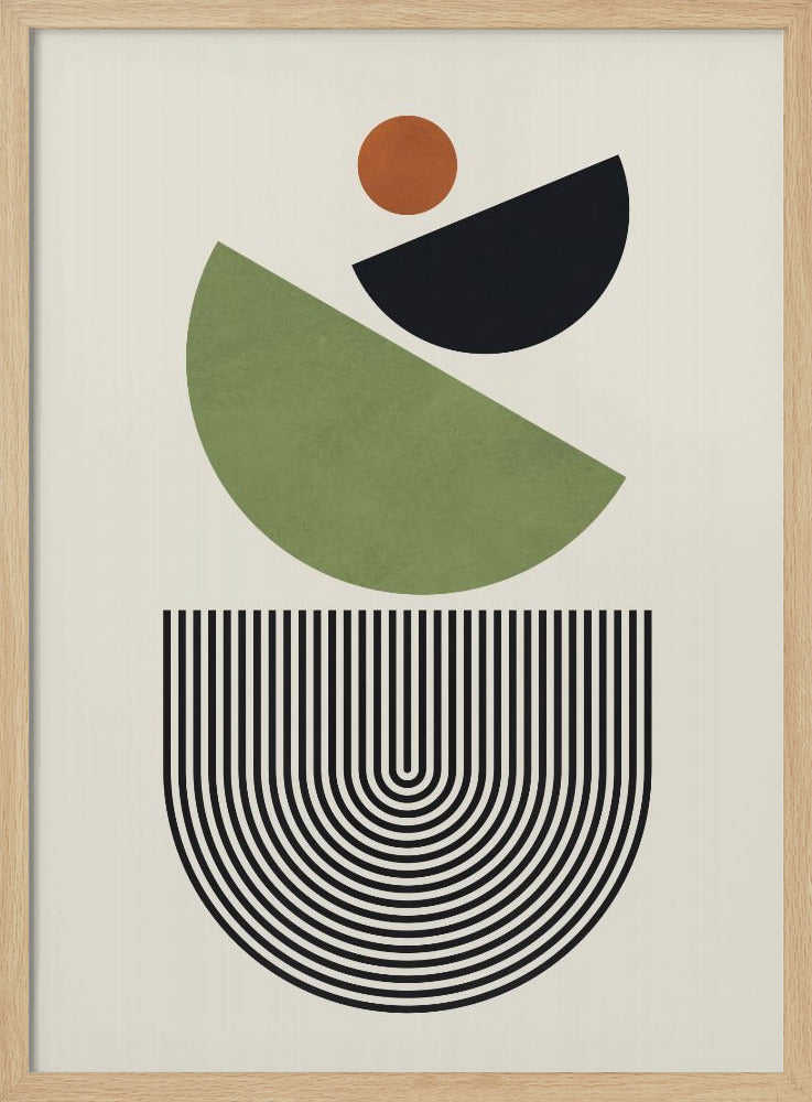 Geometrische Formen in Grün, Schwarz und Orange | Poster