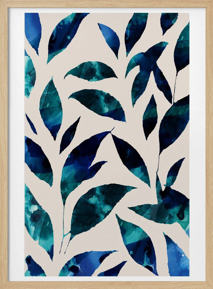 Blätter in Blau- und Grüntönen | Poster
