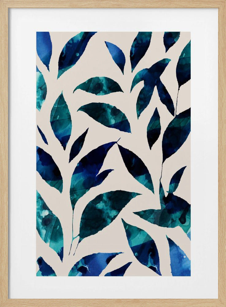 Blätter in Blau- und Grüntönen | Poster
