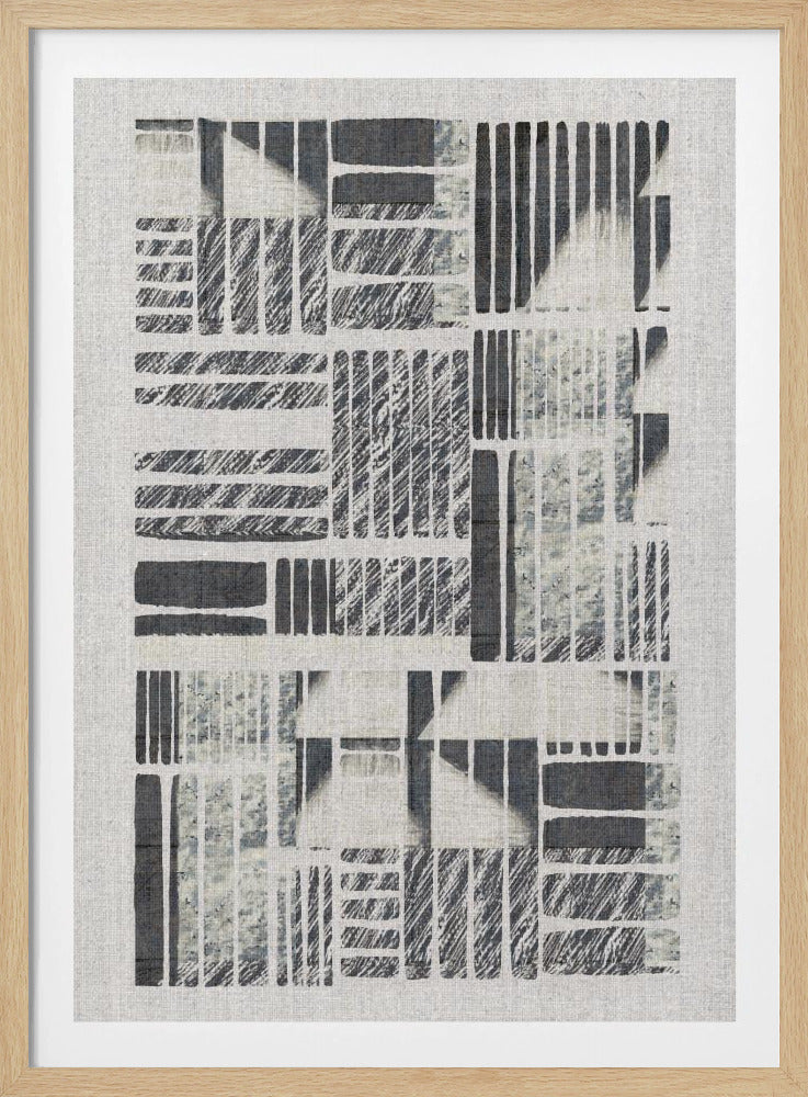 Geometric Patterns With Textured Monochrome Lines | Poster