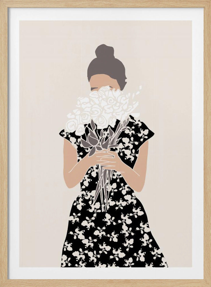 Mädchen mit Blumenstrauß | Poster