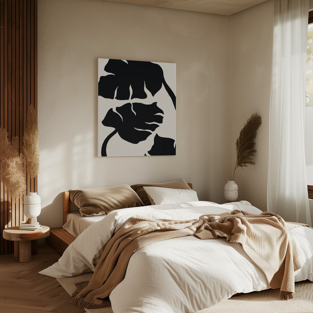Monstera Schwarz | Leinwand