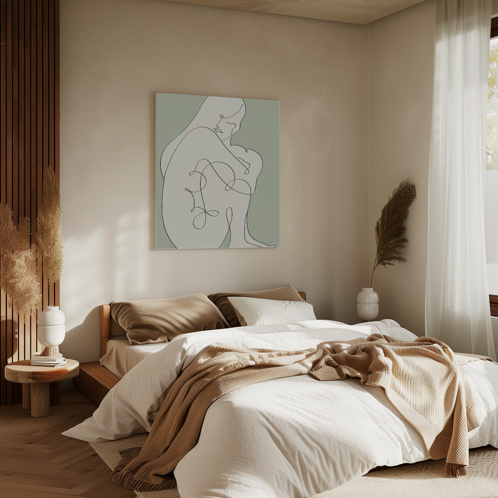 Sitzende Frau Grün | Leinwand