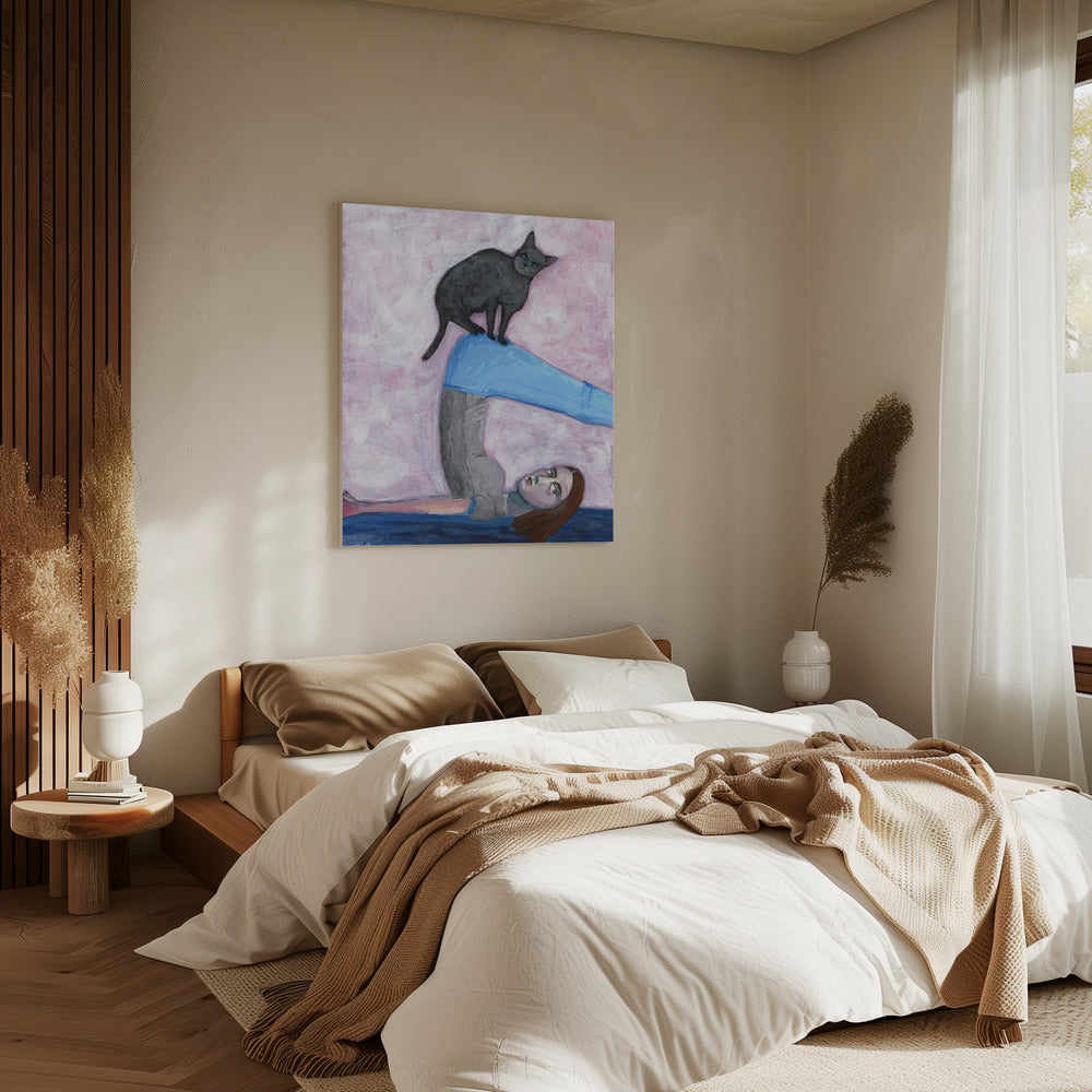 Yoga mit meiner Katze | Leinwand