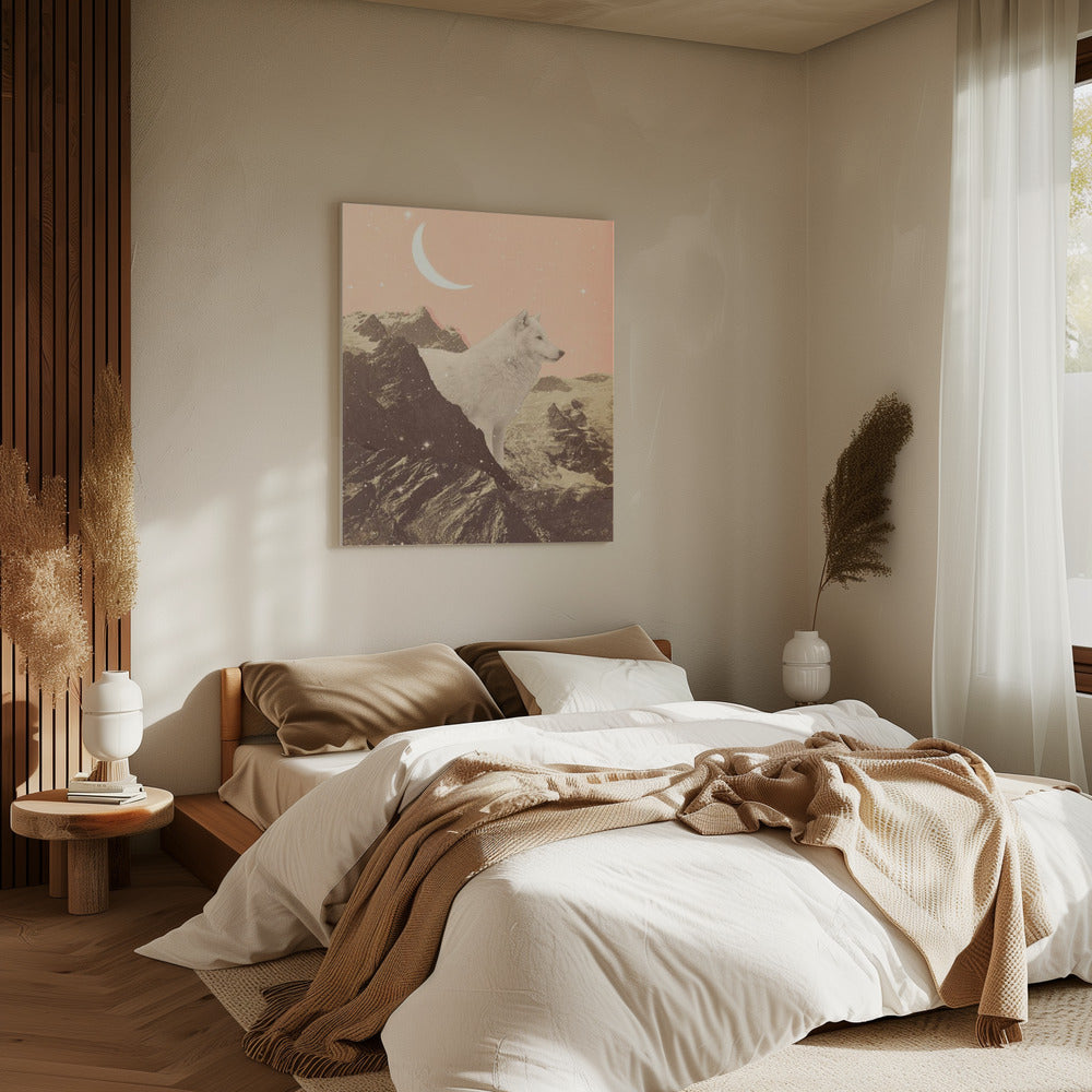 Giant White Wolf In Mountains | Canvas