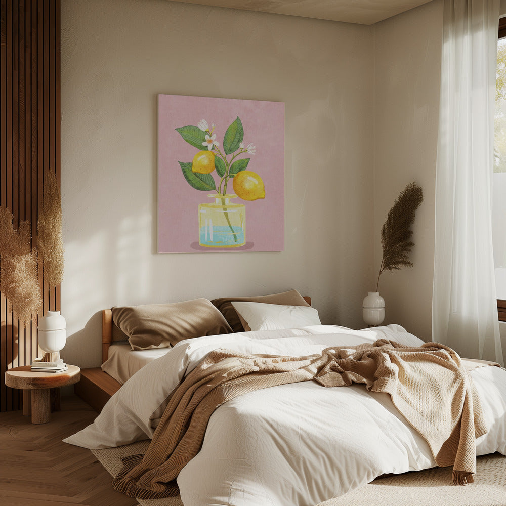 Zitronenstrauß in Vase | Leinwand