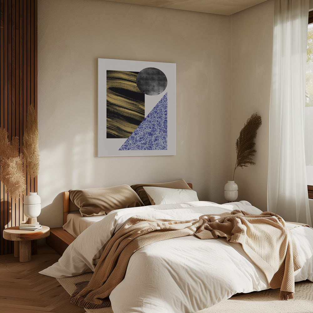 Geometrische Formen mit einer schwarz-goldenen Struktur | Leinwand