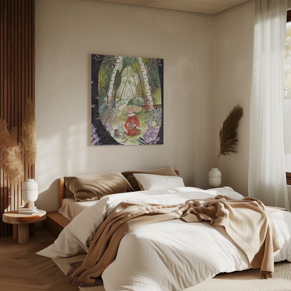 Prinzessin im Wald mit Blumen | Leinwand