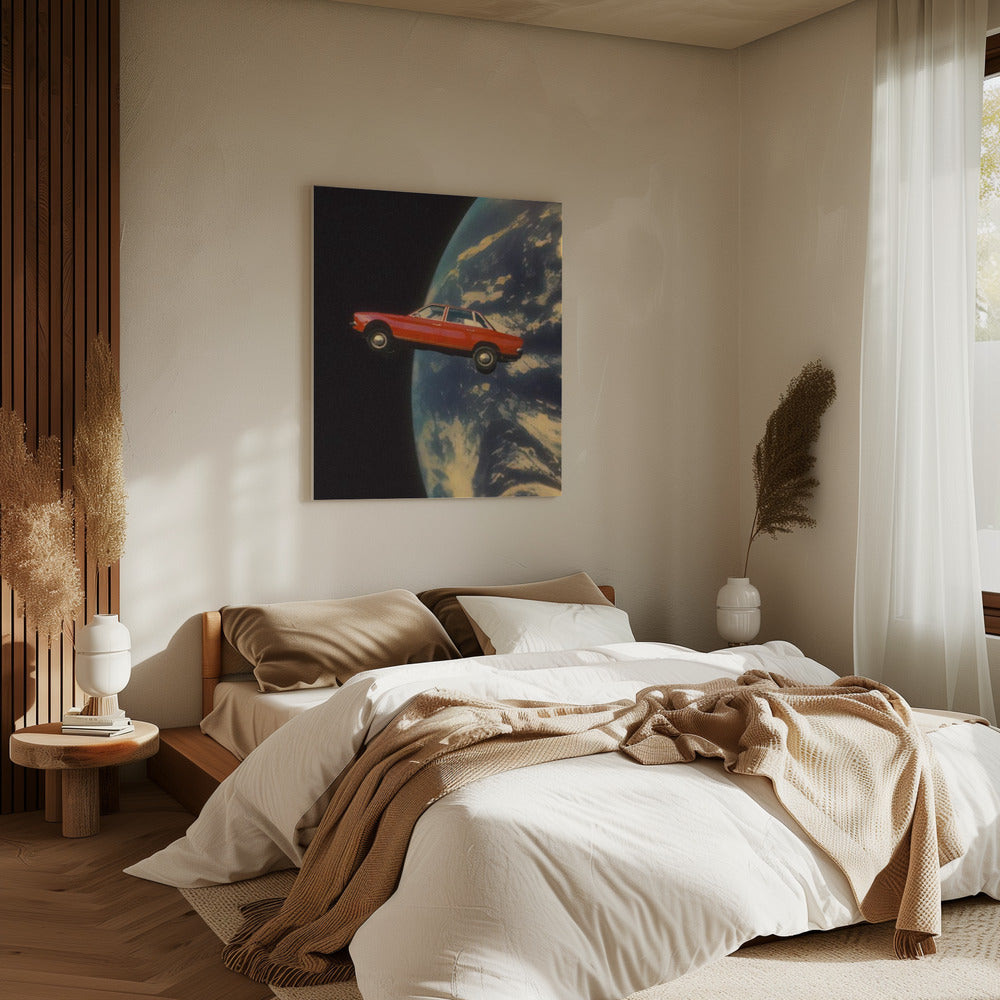 Fliegendes Raumauto | Leinwand