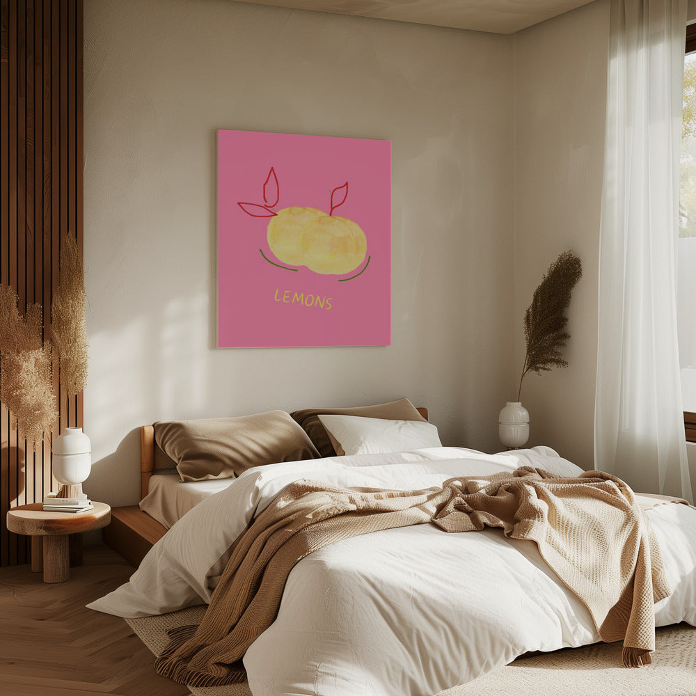 Zitronen in Pink | Leinwand