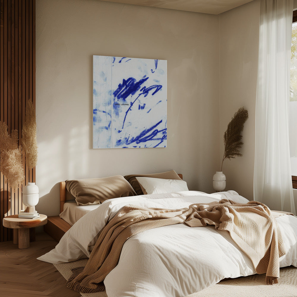 Blaues Flüstern mit „Keep Loving“ | Leinwand