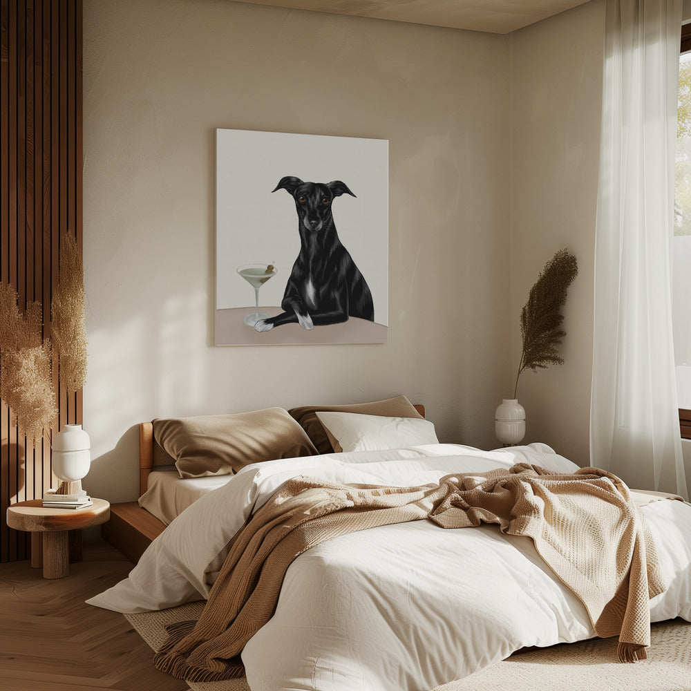 Edler Windhund mit Martini | Leinwand