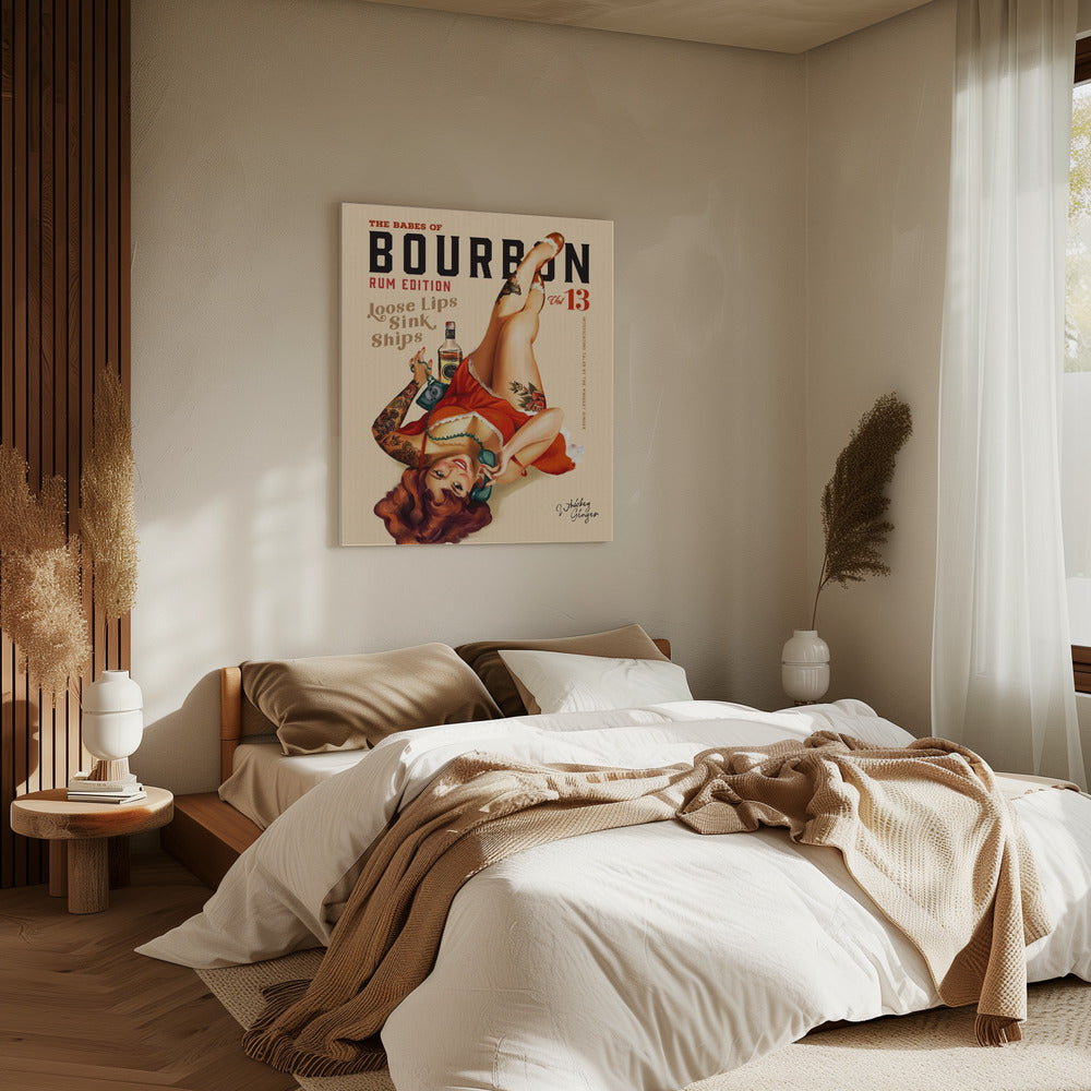 Babes of Bourbon Vol 13 Rum trinkendes Pinup-Girl-Kunst | Leinwand
