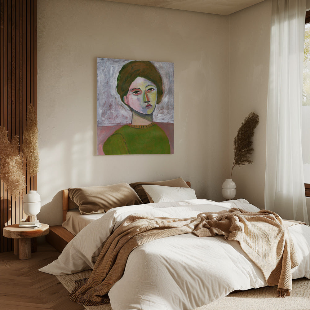 The woman in the green sweater | Canvas