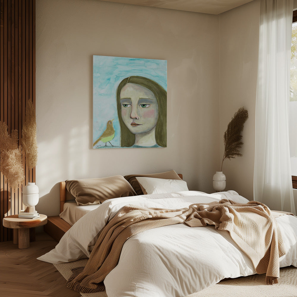 Dame und Vogel | Leinwand