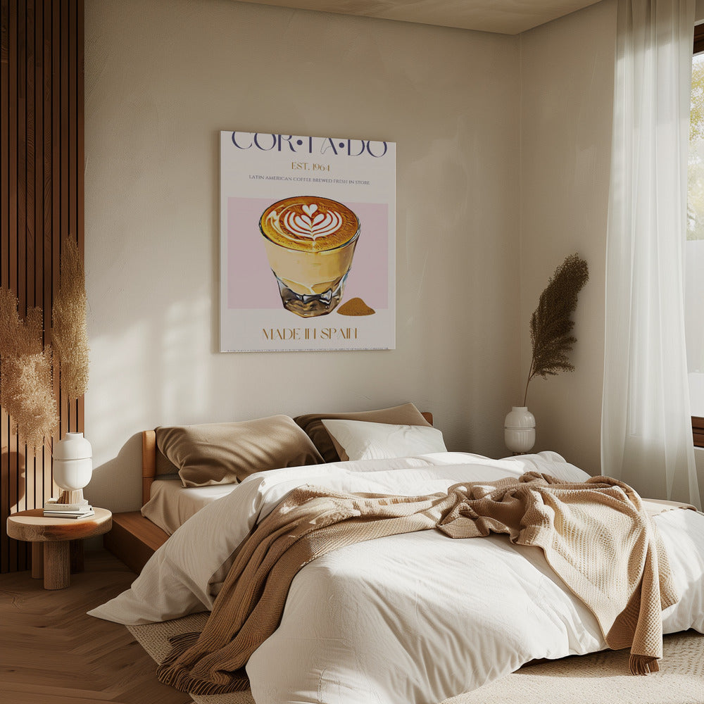 Cortado Coffee Illustration With Latte Art | Canvas