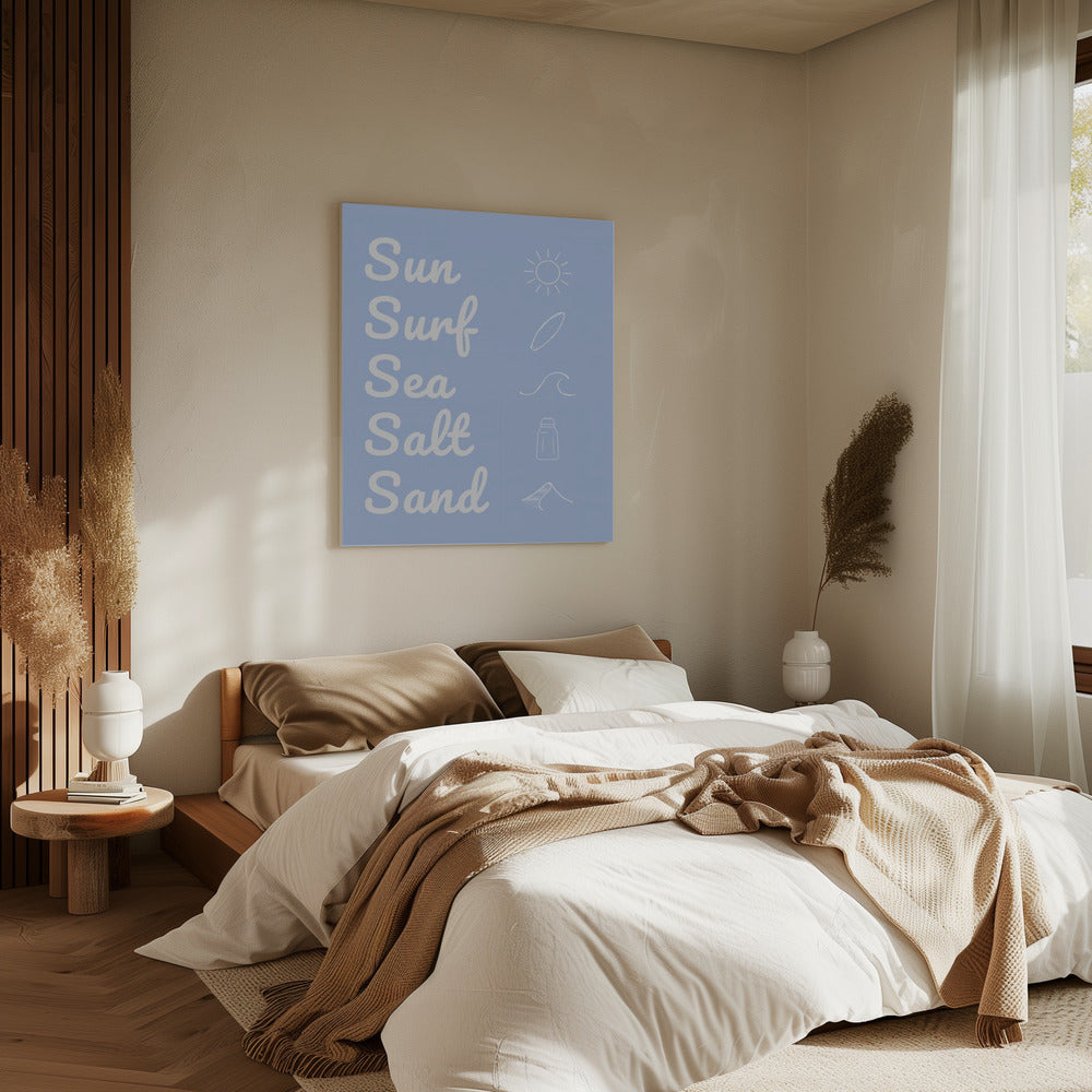Sun Surf Sea Salt Sand Hellblau | Leinwand