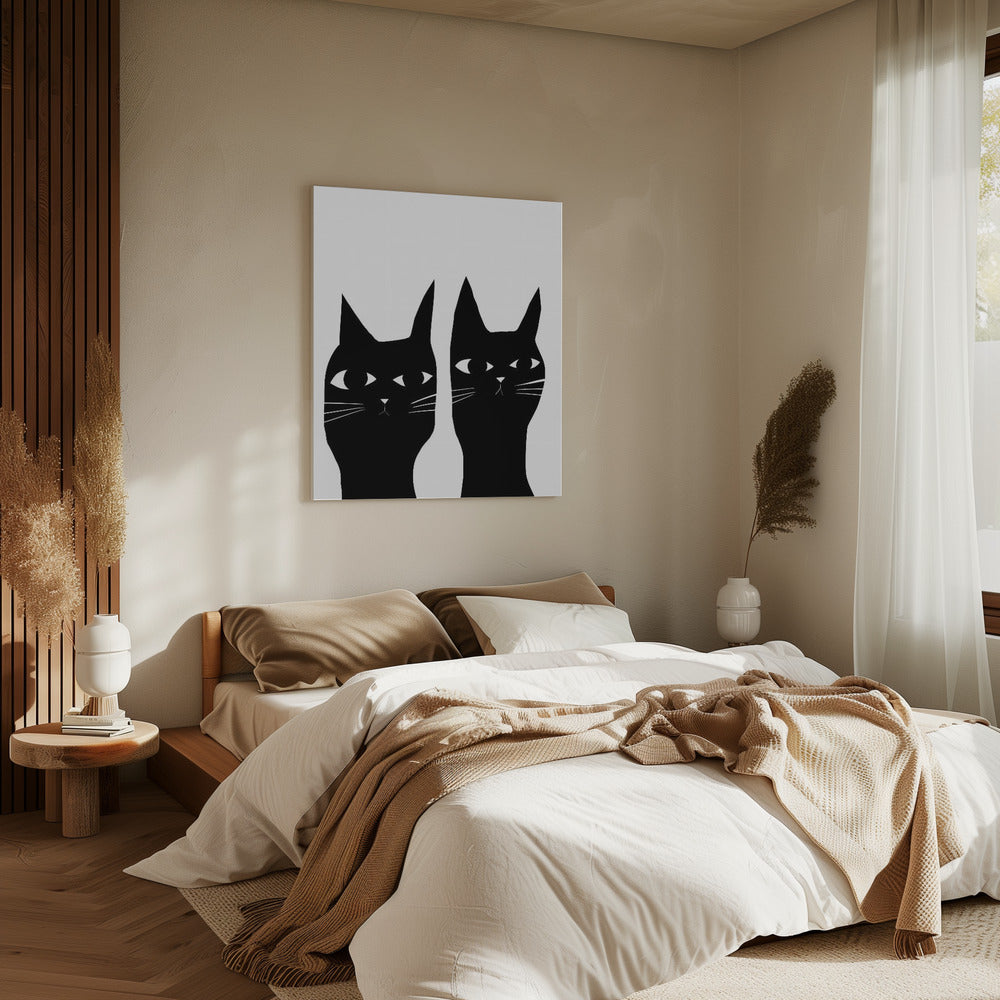 Zwei schwarze Katzen | Leinwand