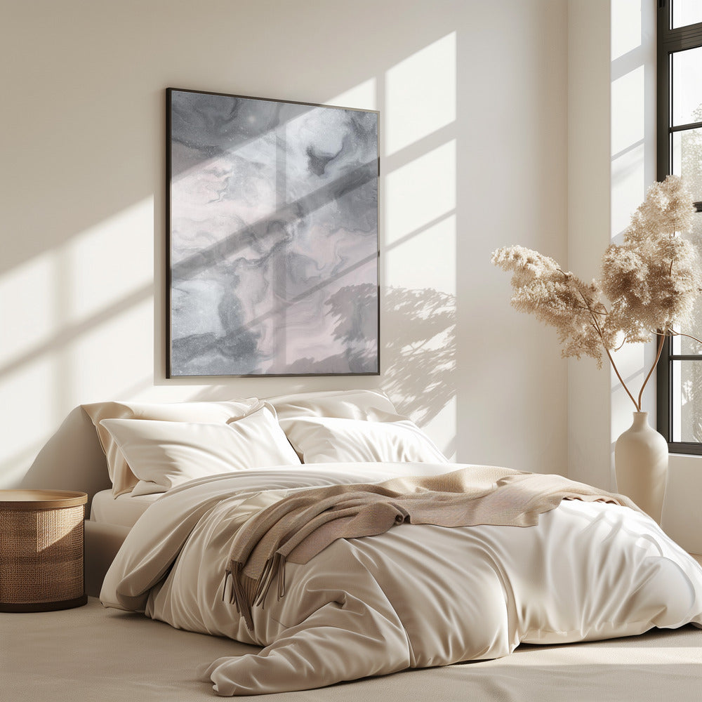 Swirling gray and White Marble Textures | Poster