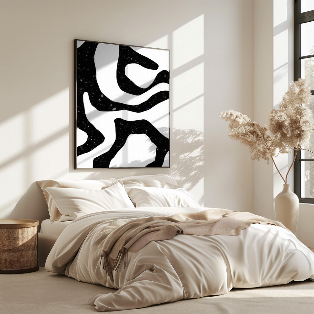 Organic Black Forms with Speckled Patterns | Poster