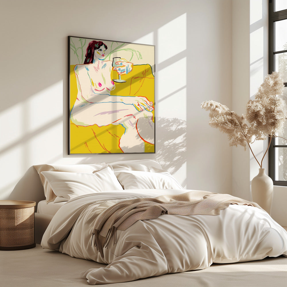Mädchen mit einem Weinglas | Poster