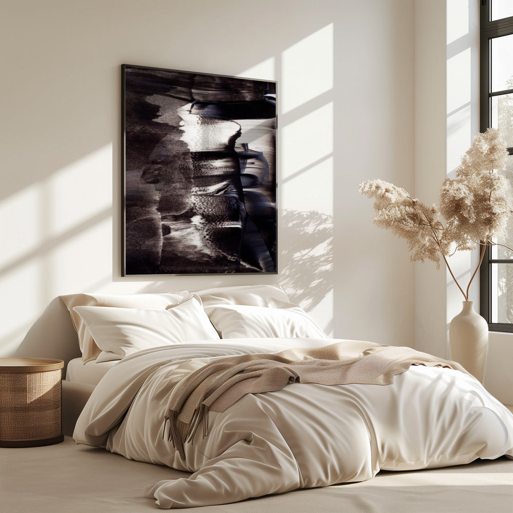 Monochrome Textures And Fluid Brushstrokes | Poster