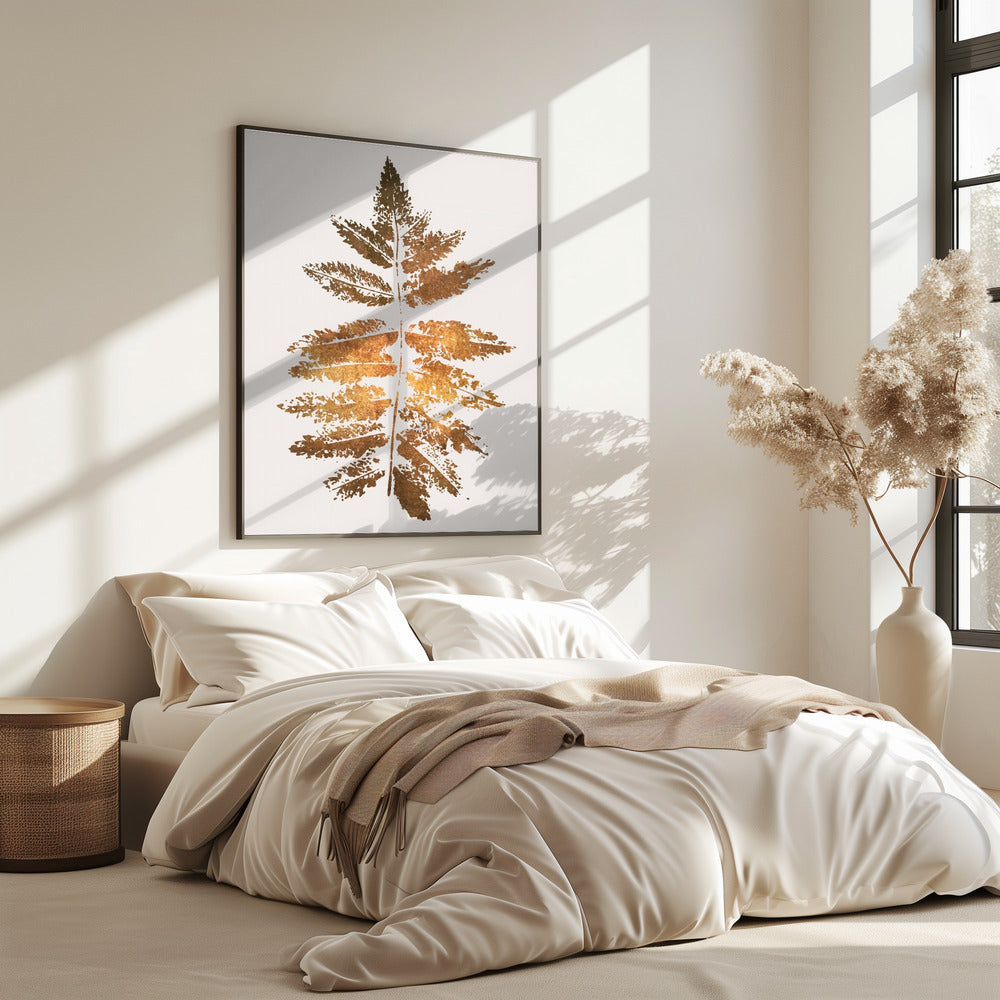 Eichenblattdruck Gold | Poster