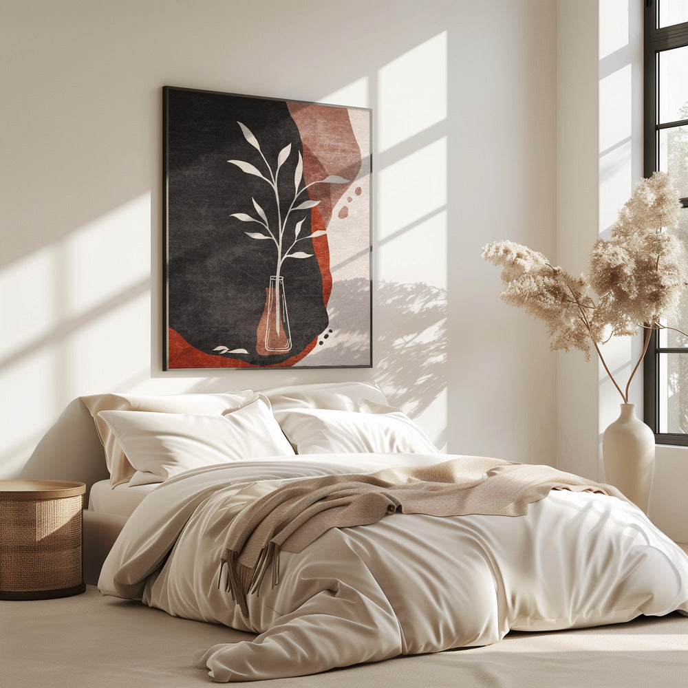 Vase und Blätter | Poster