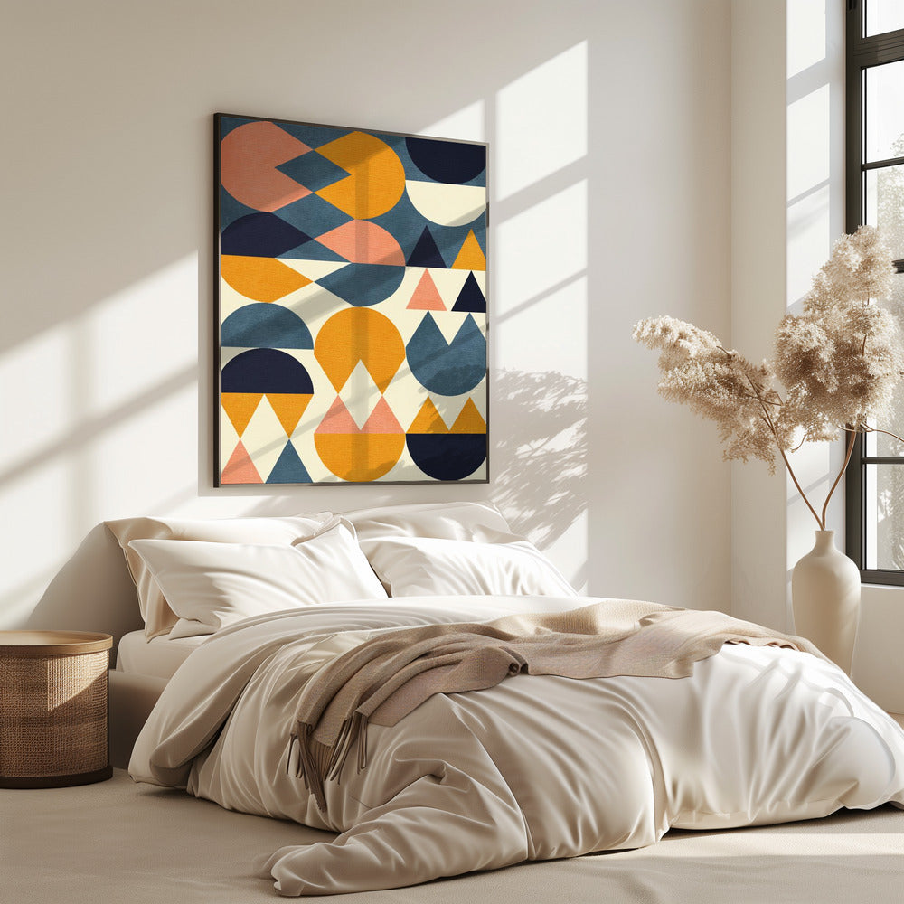 Rainbow Plus Shapes  Blue Mustard6 | Poster